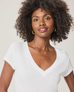 Load image into Gallery viewer, Splendid - Faye 1X1 V Neck Tee - White