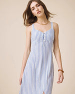 Load image into Gallery viewer, Splendid - Madelyn Stripe Midi Dress - White/Azure