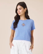 Load image into Gallery viewer, Splendid - Seashell Embroidered Short Sleeve Tee - Azure