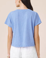 Load image into Gallery viewer, Splendid - Seashell Embroidered Short Sleeve Tee - Azure