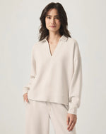Load image into Gallery viewer, Splendid - Waffle Scuba Polo Sweatshirt - Moonstone