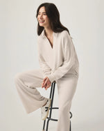 Load image into Gallery viewer, Splendid - Waffle Scuba Polo Sweatshirt - Moonstone