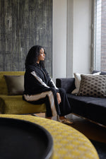 Load image into Gallery viewer, Two T's - Track Pant With Contrast Stripe Trim - Black With Oat Ivory Stripe