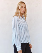 Load image into Gallery viewer, Bella Dahl - Clean Split Back Button Down Shirt - Black & White Shadow Stripe