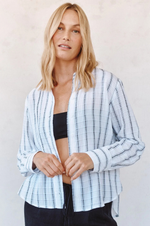 Load image into Gallery viewer, Bella Dahl - Clean Split Back Button Down Shirt - Black & White Shadow Stripe