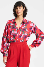 Load image into Gallery viewer, Pom Amsterdam - Violet Picnic Delight Blouse - Red