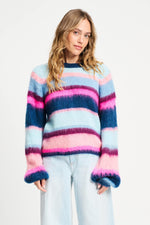 Load image into Gallery viewer, Pom Amsterdam - Brushed Stripes Blue Pullover