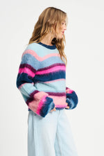Load image into Gallery viewer, Pom Amsterdam - Brushed Stripes Blue Pullover