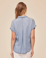 Load image into Gallery viewer, Bella Dahl - Short Sleeve Pocket Button Down Shirt - Worn Blue Wash