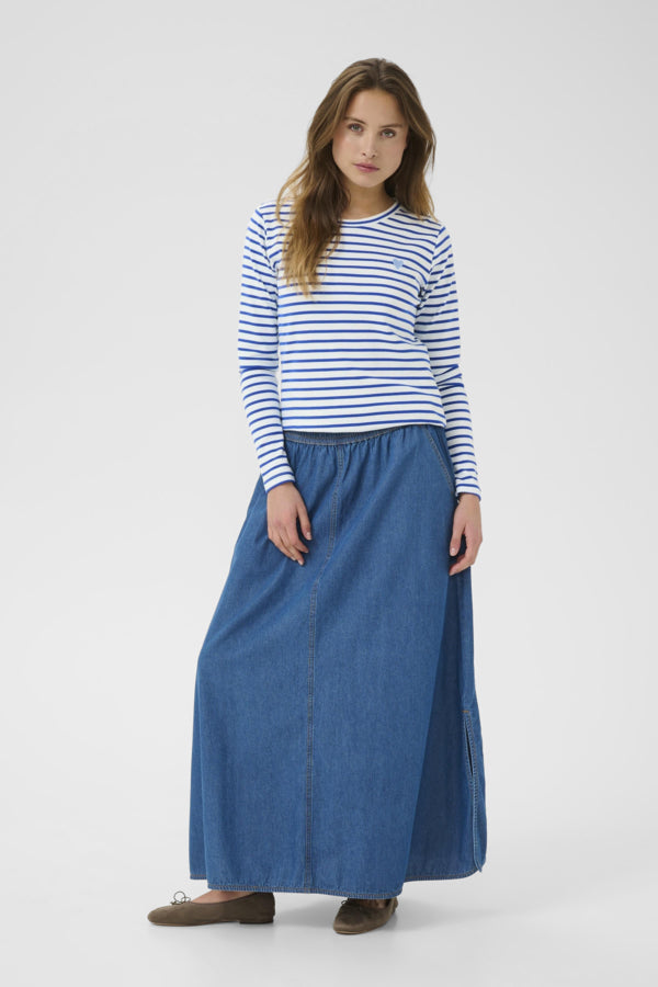 Kaffe - KAliddy T Shirt - Chalk/Surf The Web-Blue Heart