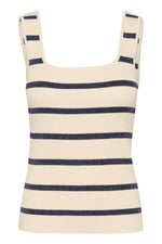 Load image into Gallery viewer, Kaffe - KAmorita Knit Top - Silver White Blue Stripe

