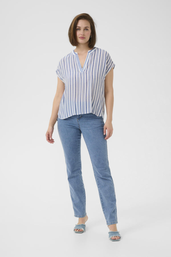 Kaffe - KAanja Blouse - Blue/Chalk Stripe