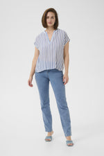 Load image into Gallery viewer, Kaffe - KAanja Blouse - Blue/Chalk Stripe
