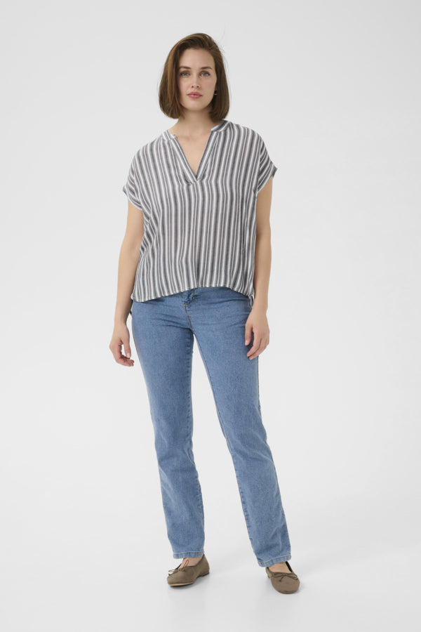 Kaffe - KAanja Blouse - Black/Chalk Stripe
