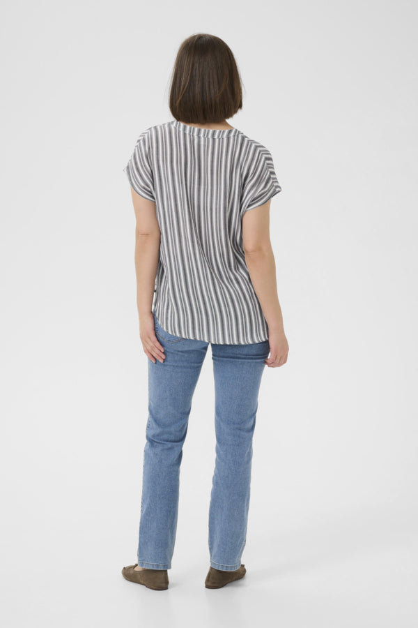 Kaffe - KAanja Blouse - Black/Chalk Stripe