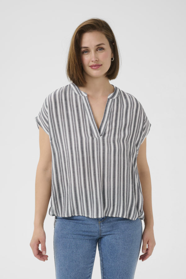 Kaffe - KAanja Blouse - Black/Chalk Stripe