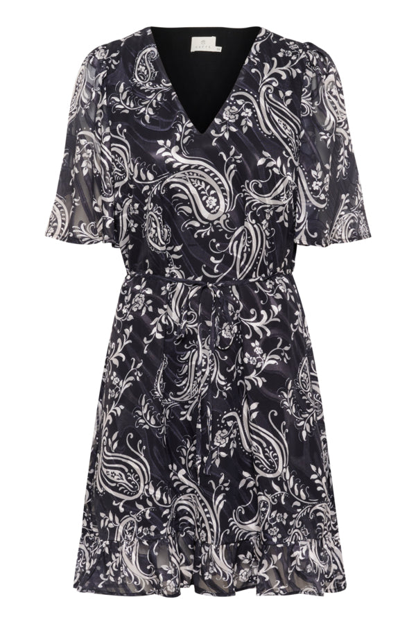 Kaffe - KAlecta Short Dress - Black/Turtledove Paisley