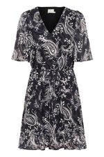 Load image into Gallery viewer, Kaffe - KAlecta Short Dress - Black/Turtledove Paisley
