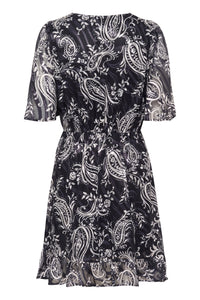 Kaffe - KAlecta Short Dress - Black/Turtledove Paisley