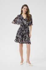 Load image into Gallery viewer, Kaffe - KAlecta Short Dress - Black/Turtledove Paisley
