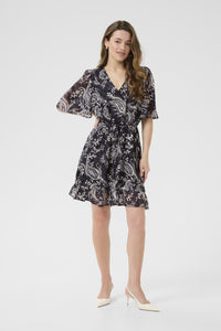 Kaffe - KAlecta Short Dress - Black/Turtledove Paisley
