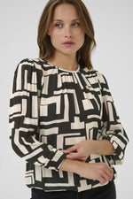 Load image into Gallery viewer, Kaffe - KAlorina Amber Blouse - Black/White Graphic
