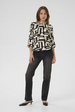 Load image into Gallery viewer, Kaffe - KAlorina Amber Blouse - Black/White Graphic
