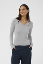 Load image into Gallery viewer, Kaffe - KAmalou Knit Pullover - Light Grey Melange
