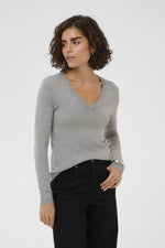 Load image into Gallery viewer, Kaffe - KAmalou Knit Pullover - Light Grey Melange
