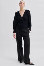 Load image into Gallery viewer, Second Female - Paulina Wrap Blouse - Black
