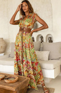 Miss June - Kaya Dress 100% Crepe Rayon  + Inner + Embroidery - Multico