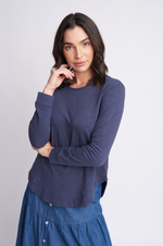 Load image into Gallery viewer, Cloth Paper Scissors - Shaped Hem Tee - Navy
