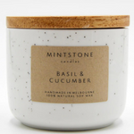 Load image into Gallery viewer, Mintstone Medium Double Wick Soy Candle Ceramic Vessel Basil And Cucumber
