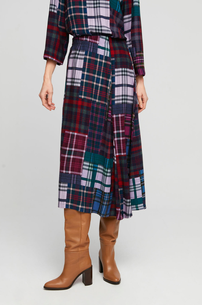 Aldo Martins - Iris Checked Midi Skirt - Purple