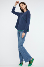 Load image into Gallery viewer, Zaket And Plover - Embroidered Detail Jumper ZP6125 - Denim
