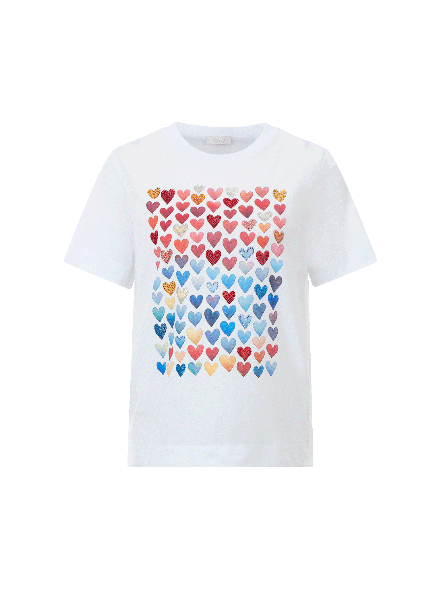 Rich And Royal - Easy Fit Hearts T-Shirt - White