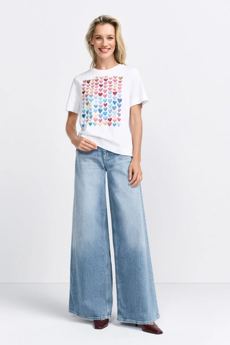 Rich And Royal - Easy Fit Hearts T-Shirt - White