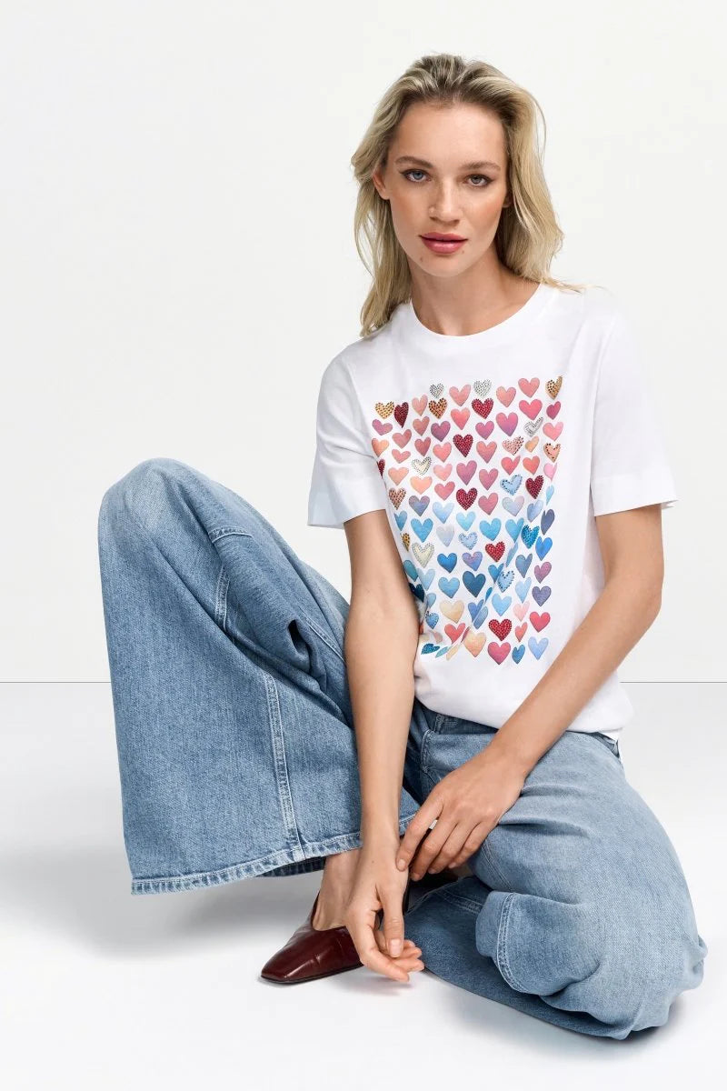 Rich And Royal - Easy Fit Hearts T-Shirt - White