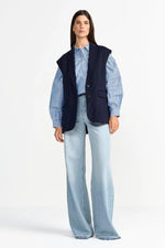 Load image into Gallery viewer, Rich And Royal - Striped Blouse With Pin Tucks - Skyway Blue
