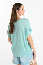 Load image into Gallery viewer, Le Temps Des Cerises - Pati V-Neck T-Shirt - Fresh Water
