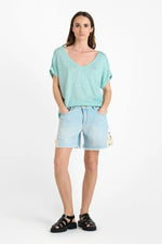 Load image into Gallery viewer, Le Temps Des Cerises - Pati V-Neck T-Shirt - Fresh Water
