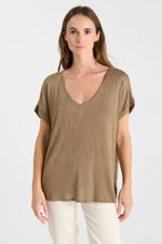 Load image into Gallery viewer, Le Temps Des Cerises - Pati V-Neck T-Shirt - Ice Brown
