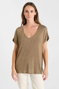 Le Temps Des Cerises - Pati V-Neck T-Shirt - Ice Brown