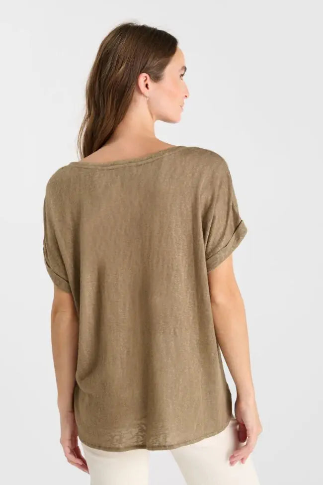 Le Temps Des Cerises - Pati V-Neck T-Shirt - Ice Brown