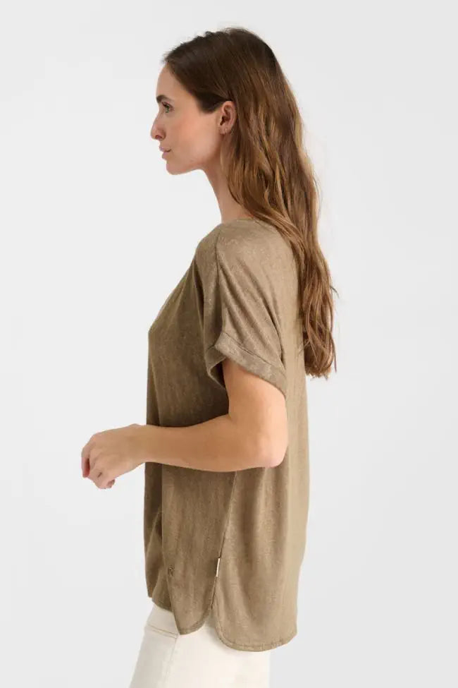 Le Temps Des Cerises - Pati V-Neck T-Shirt - Ice Brown