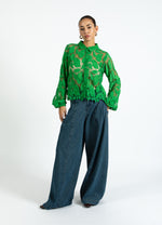 Load image into Gallery viewer, Coster Copenhagen - Long Sleeve Lace Shirt - Lush Green

