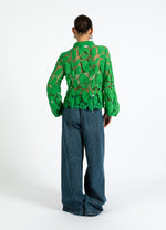 Load image into Gallery viewer, Coster Copenhagen - Long Sleeve Lace Shirt - Lush Green
