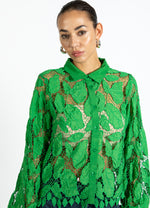 Load image into Gallery viewer, Coster Copenhagen - Long Sleeve Lace Shirt - Lush Green
