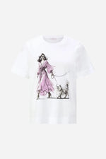 Load image into Gallery viewer, Rich And Royal - T-Shirt With Fashion Print Women And Cat - White

