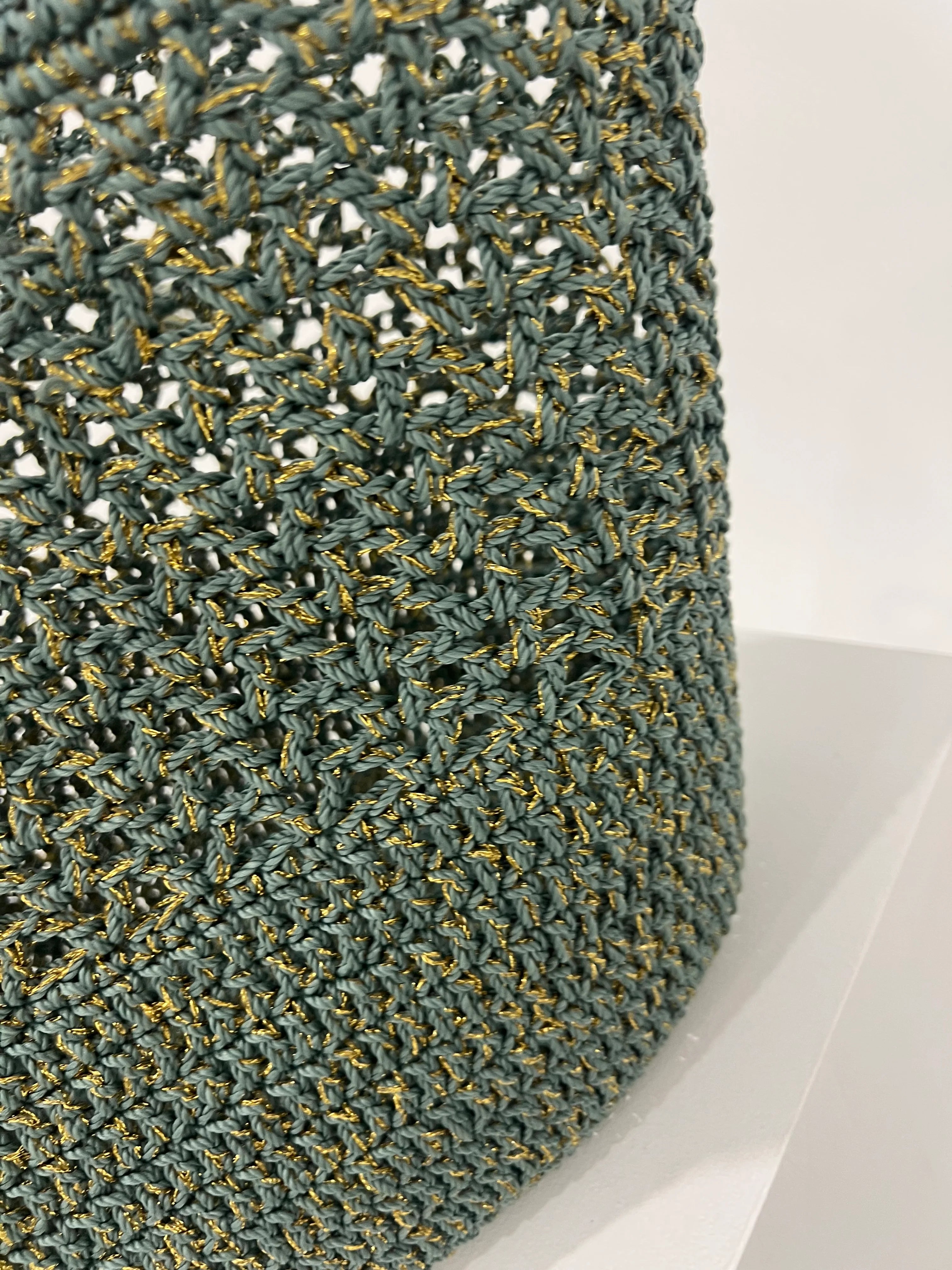 Boheme Le Panier - Crochet Romy Basket - Celedon And Gold